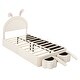 preview thumbnail 8 of 42, Velvet Upholstered Rabbit-Shape Princess Bed, Cute Platform Bed w2 Storage Stools & Headboard & Footboard for Kids