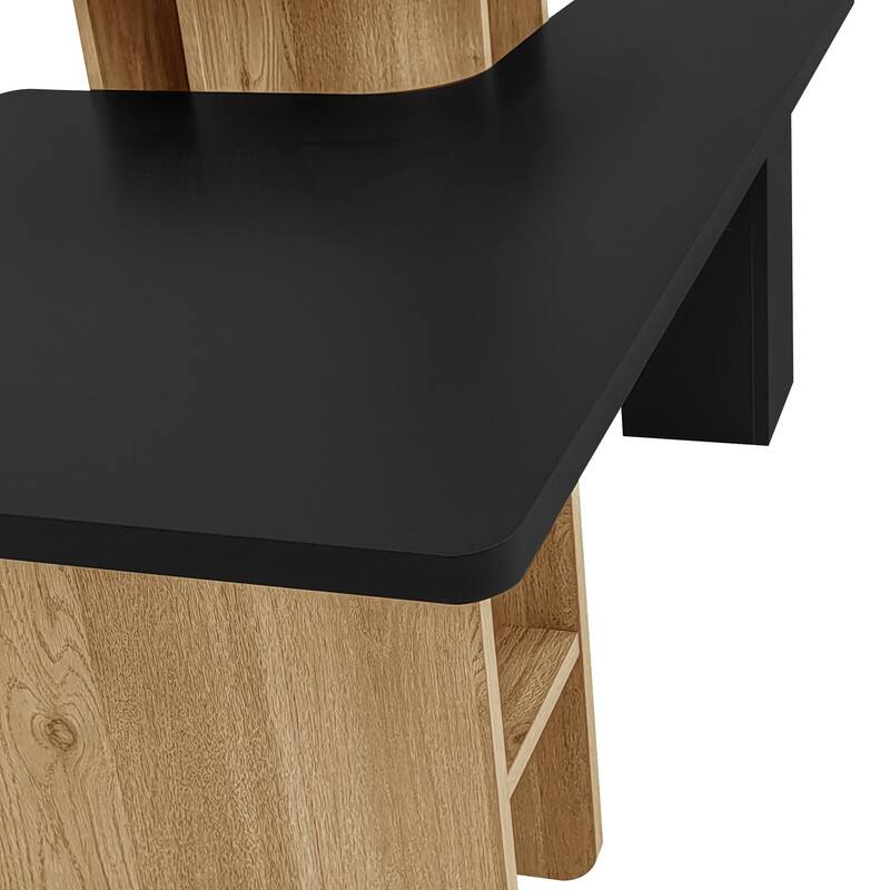 Set of 2 Modern Farmhouse Nesting Coffee Tables, Wood Finish Rectangle Living Room & Sofa Side Tables