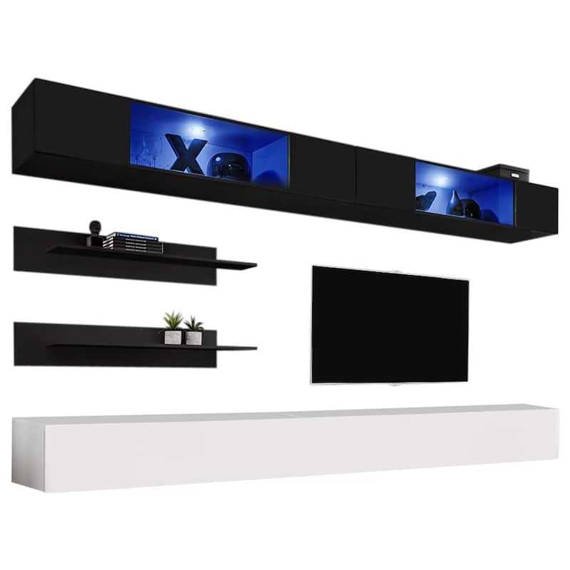 Fly I3 30TV Wall Mounted Floating Modern Entertainment Center - Black/White