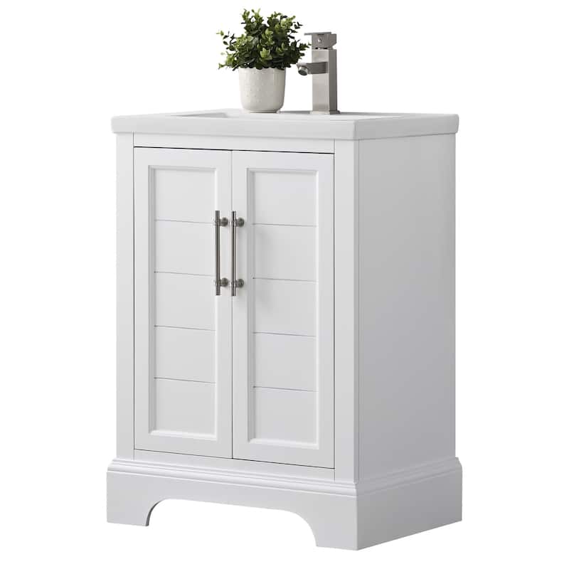 Vanity Art 24" Single Sink Bathroom Vanity with Ceramic Sink & Top