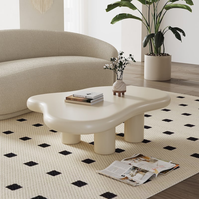 48.5 In Fiberglass Tabletop Modern Cloudy Shape End Table