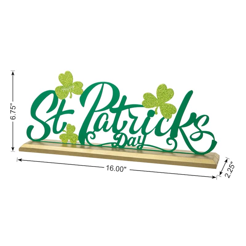 Glitzhome 16"L St. Patrick's Lucky Word Sign Table Decor