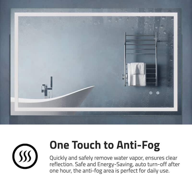 ANZZI 30-in. x 48-in. Frameless LED Front/Back Light Bathroom Mirror w/Defogger