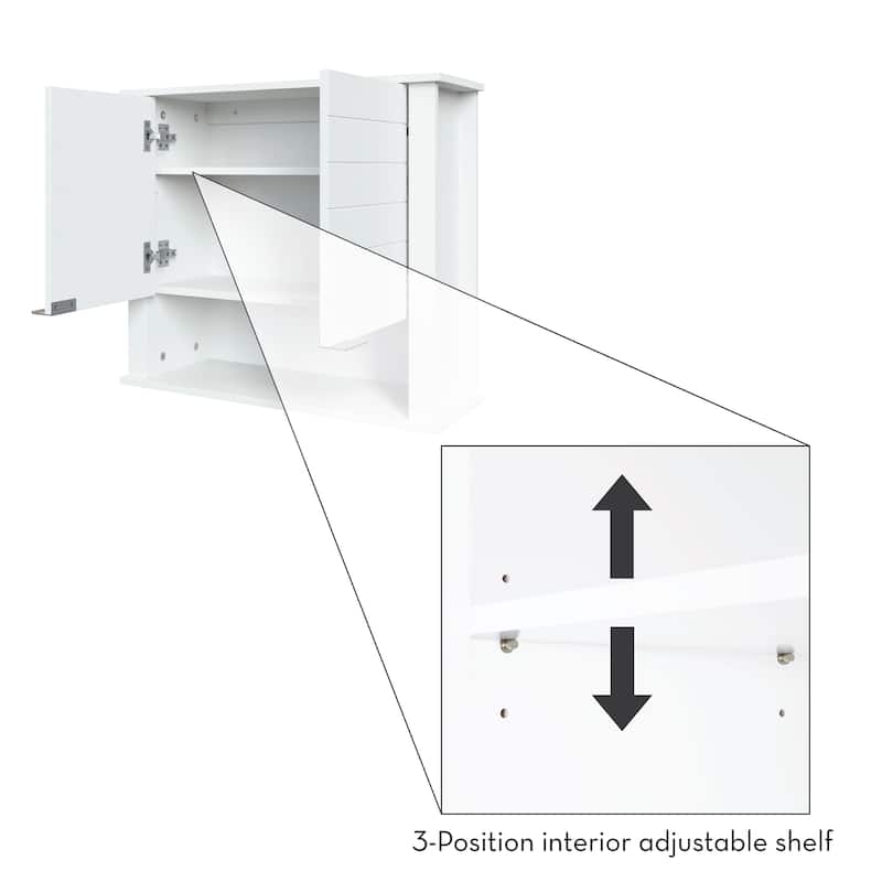 RiverRidge Madison Two-Door Bathroom and Laundry Wall Mount Storage Medicine Cabinet with Fixed and Adjustable Shelf