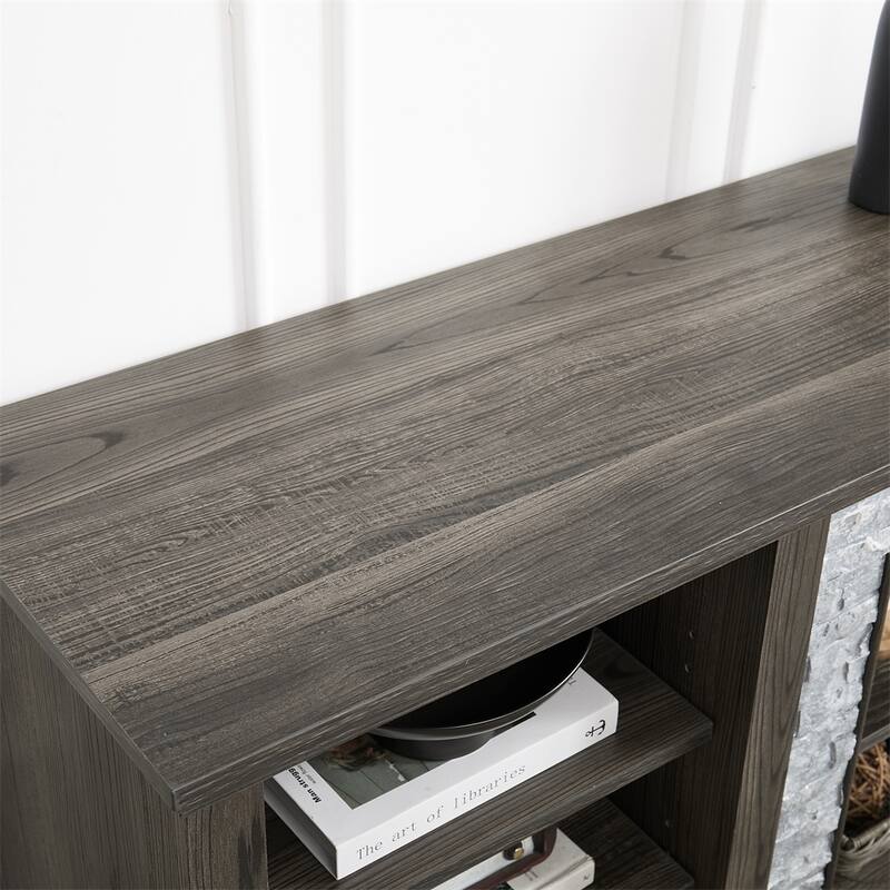 Faux Stacked Stone TV Stand,Desk Storage Rack,Media Console Table