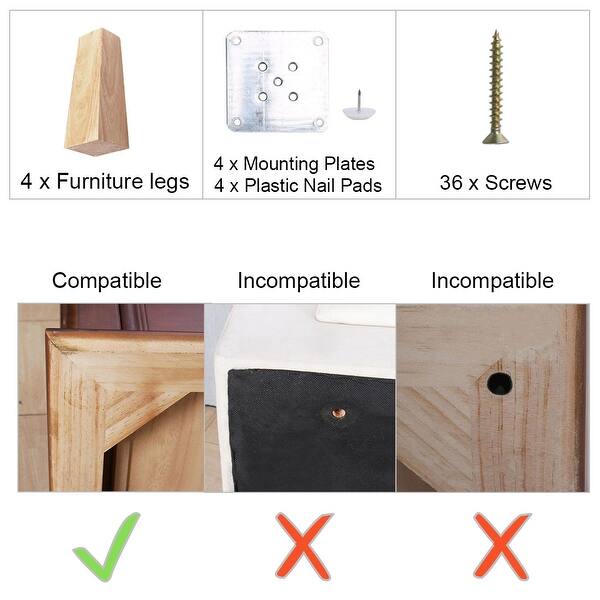 Shop 6 Inch Solid Wood Furniture Legs Square Tapered Sofa Bench