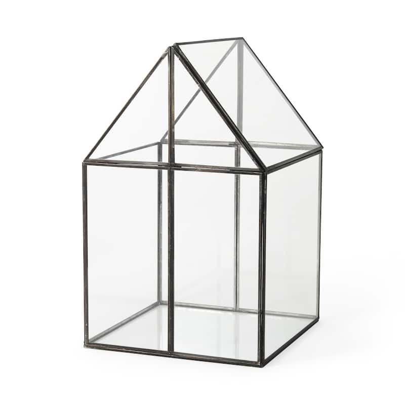 HomeRoots Clear Glass and Metal Terrarium Box