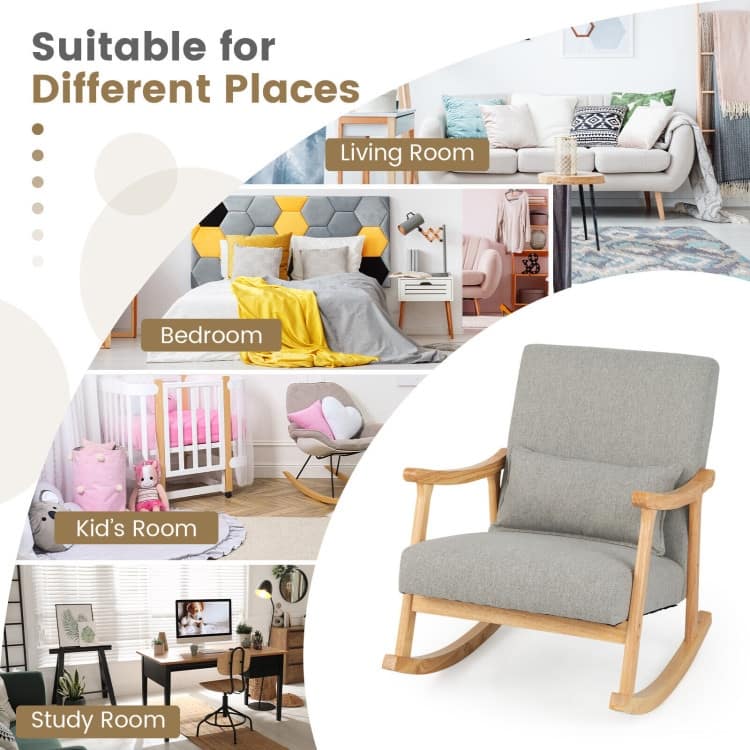 Soft Upholstered Rocking Chair for Living Room and Bedroom - 31" x 26" x 32.5"