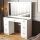 preview thumbnail 2 of 27, Boahaus Venus Modern Vanity, Glass Top, 07 Drawers - N/A White-Basic Knobs