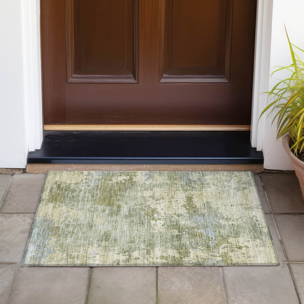 Machine Washable Indoor/Outdoor Modern Blend Chantille Rug