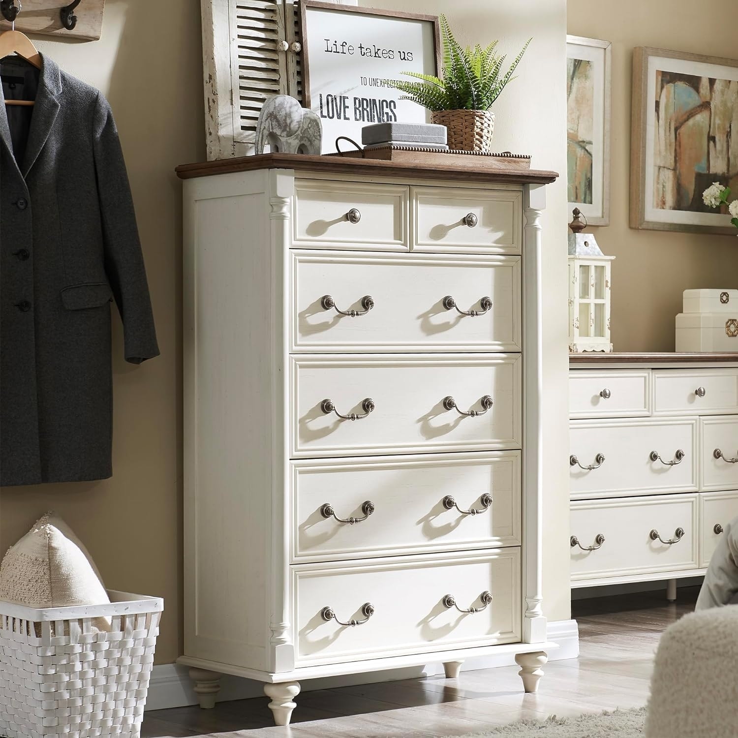 6 ft long dresser Rosedale 6 Drawer Tall Dresser - Yucca Oak main image 1