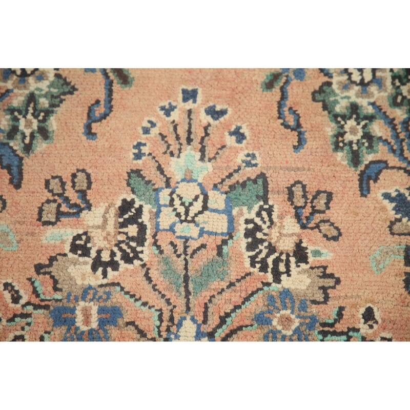 Hand Knotted Oriental 100% Wool Carpet Traditional Floral Coral Hamedan Area Rug - 9' 4'' X 6' 3''