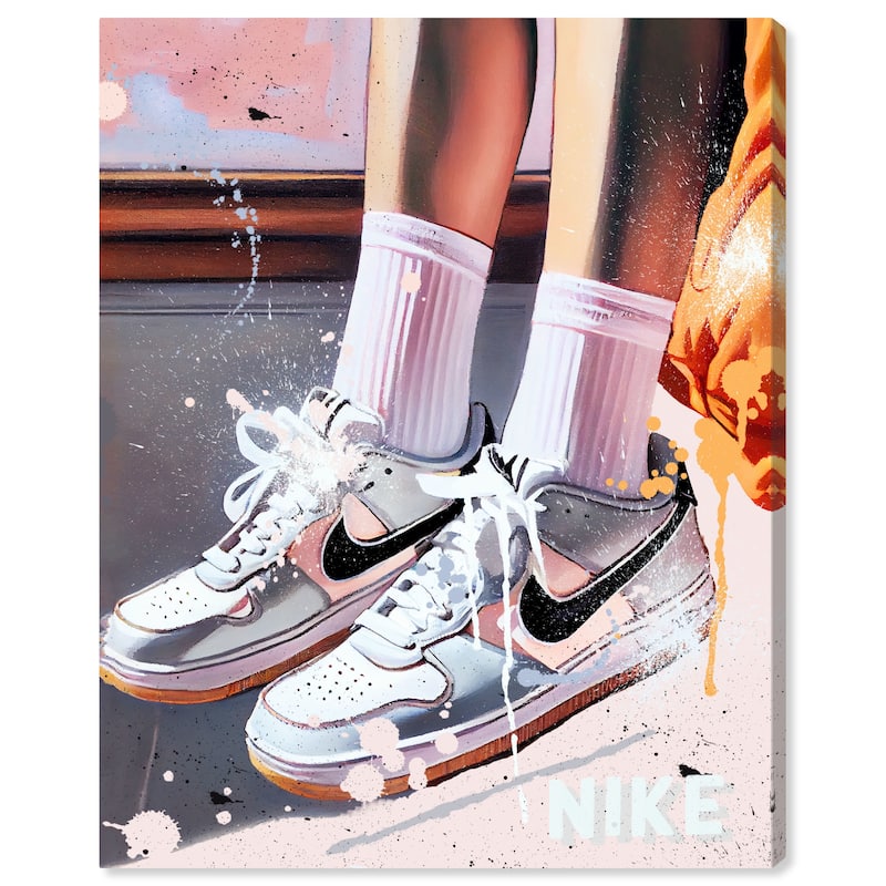 Wynwood Studio Fashion and Glam Every Drip Sneakers Pastel Pink and Light Pink Modern & Contemporary Wall Art Canvas Print