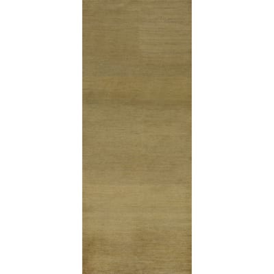Green Gabbeh Modern Runner Rug Hand-Knotted Wool Carpet - 2'11"x 9'8"