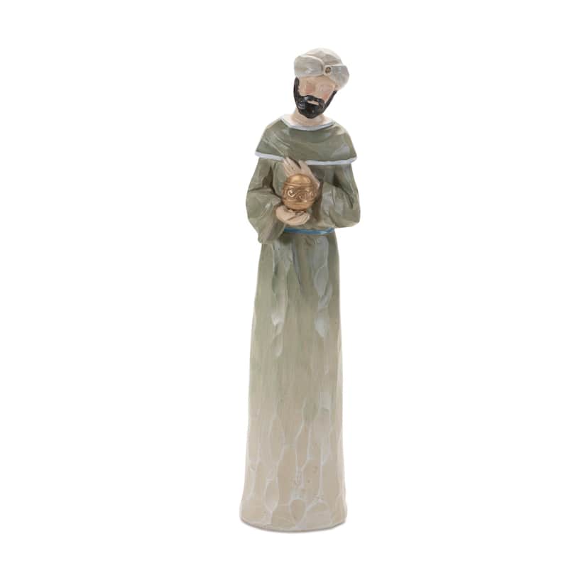 Carved Christmas Nativity Figurine Decorations - 5.25" - Set of 9