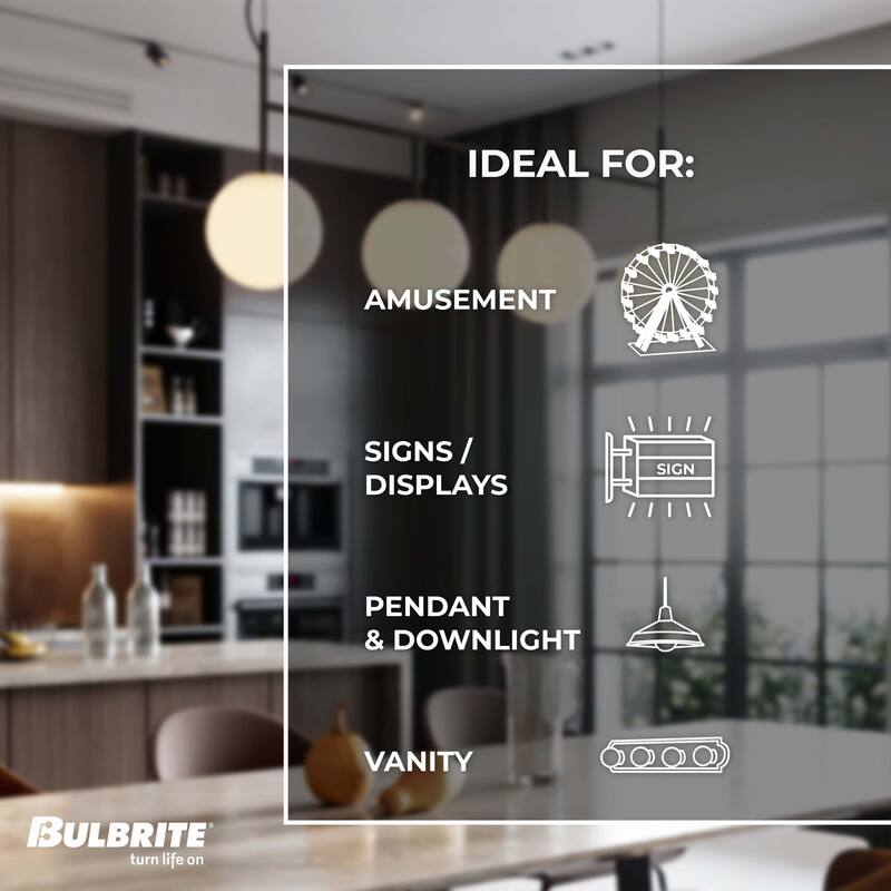 Bulbrite Multi Pack of Dimmable White Globe Incandescent Bulb