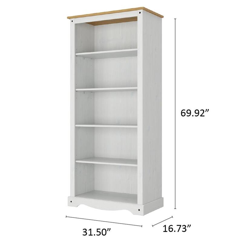 Wood Bookcase 5 Shelf Corona Collection | Furniture Dash