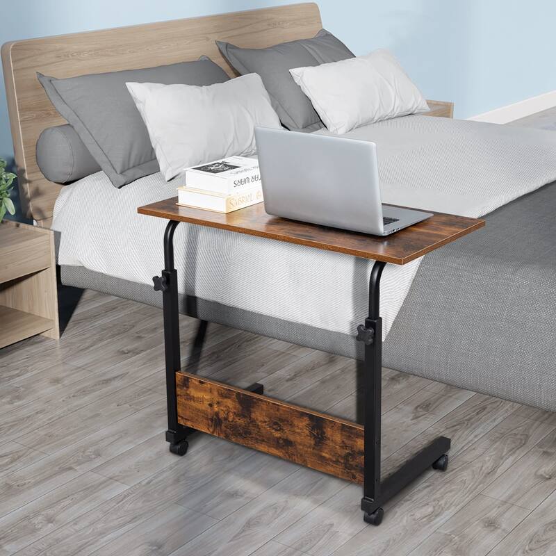 Rolling & Height adjustable Side Table,Modern End Table
