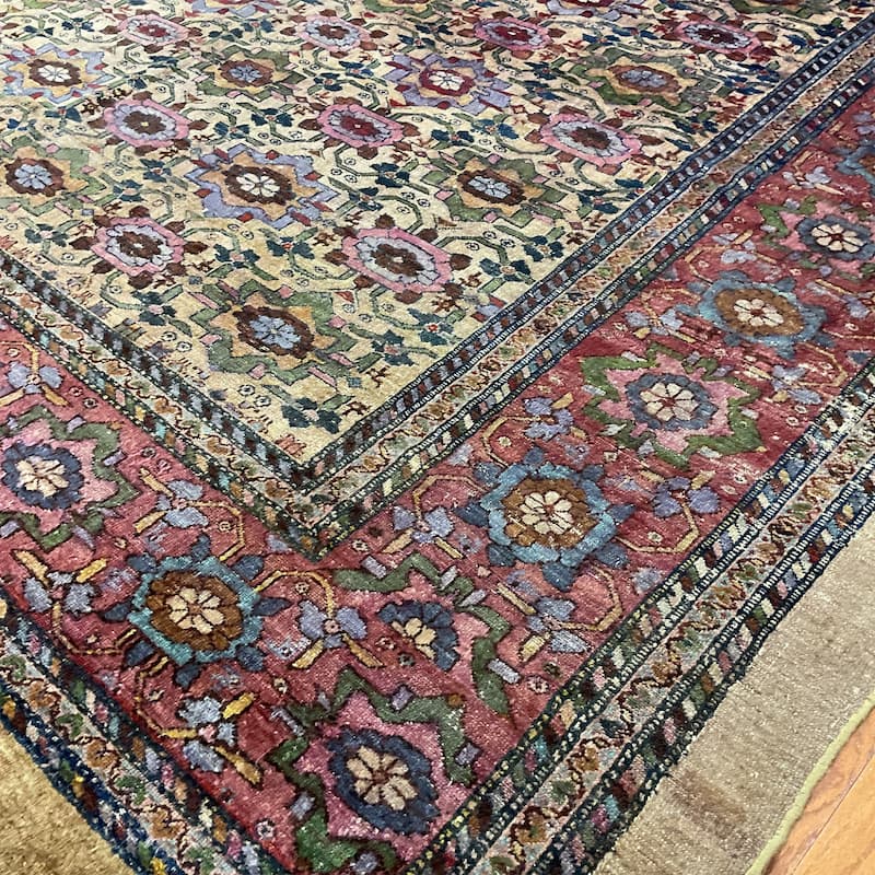 HERAT ORIENTAL Handmade 1880's Antique Meshkabad Wool Rug - 11'6" x 17'6"