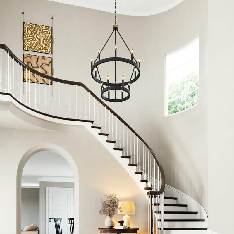 Acroma 15-light Farmhouse Black Tiered Chandelier for Dining Room - 27.5 inches