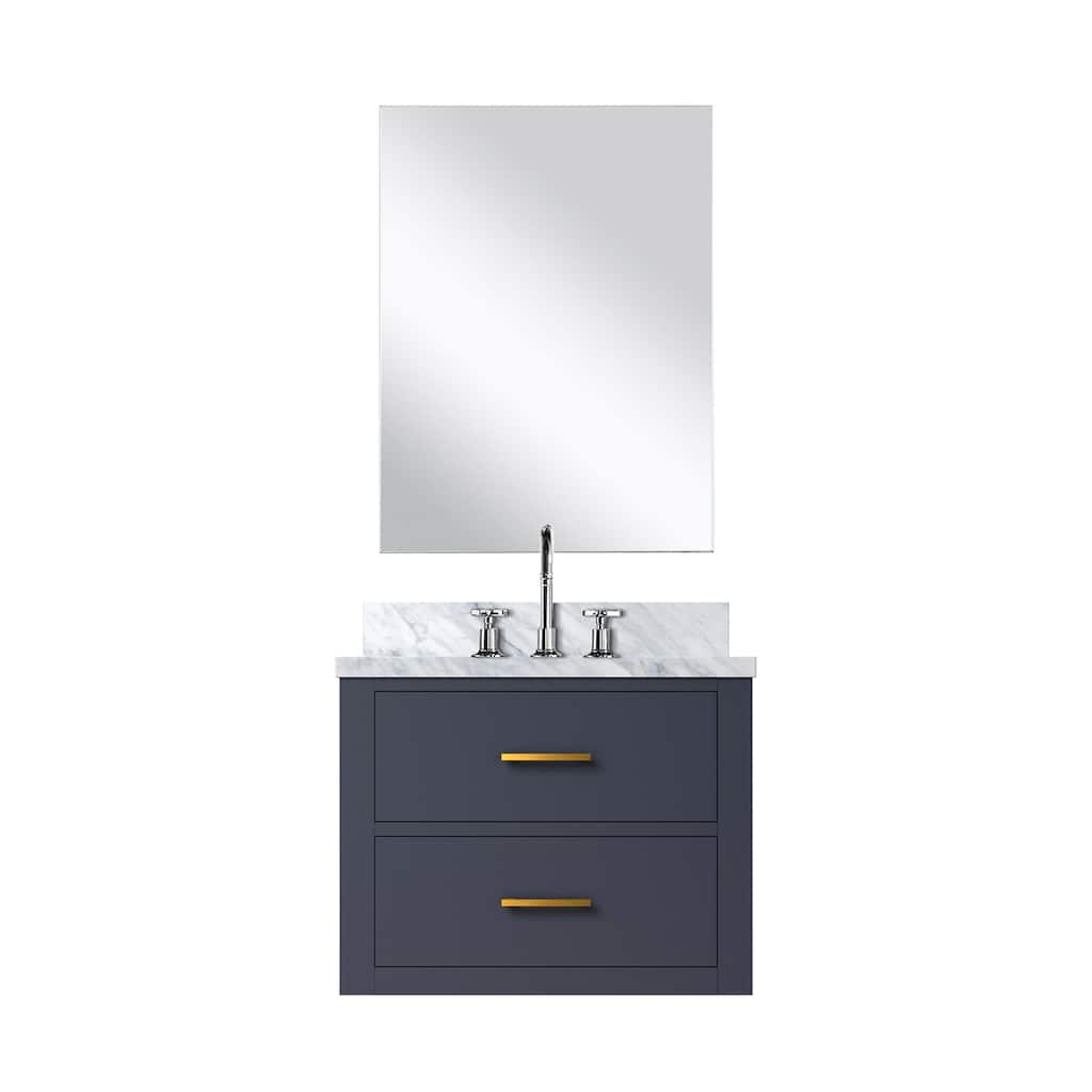 Bathroom Vanity Set with Acrylic Countertop, 18" Mirror and Chrome Gooseneck Faucet, Fully Assembled, 24" W x 18" D