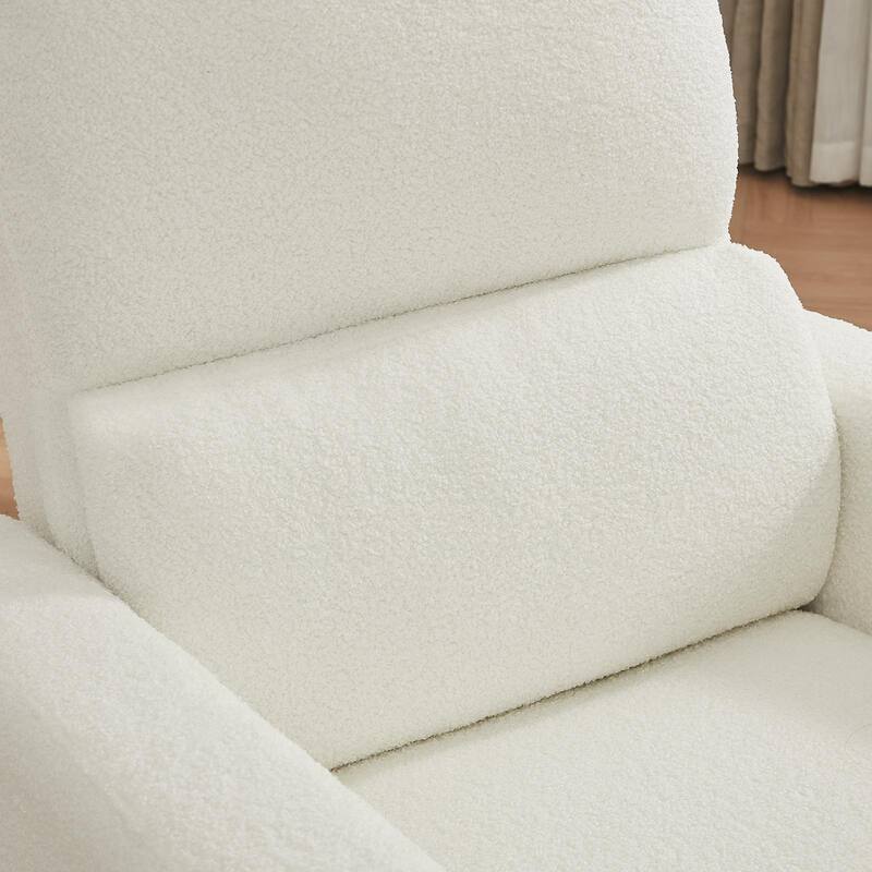 Swivel Manual Recliner Chair Teddy Fabric Nursery Glider Rocking Recliner Set of 2