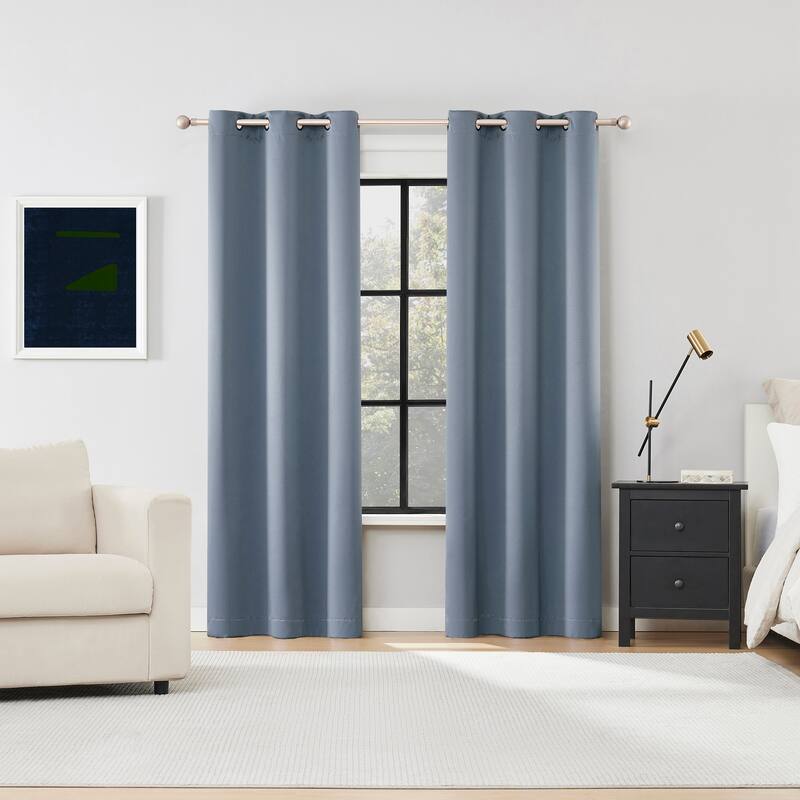 Sun Zero Sheridan Dual-Sided Magnetic Closure Total Blackout Grommet 2-Piece Curtain Panel Pair