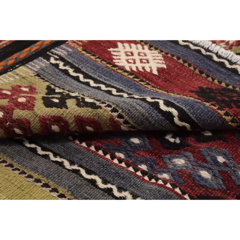Hand Woven Oriental 100% Wool Carpet Southwestern Tribal Multi-Colored Kilim Area Rug - 10' 2'' X 5' 7''