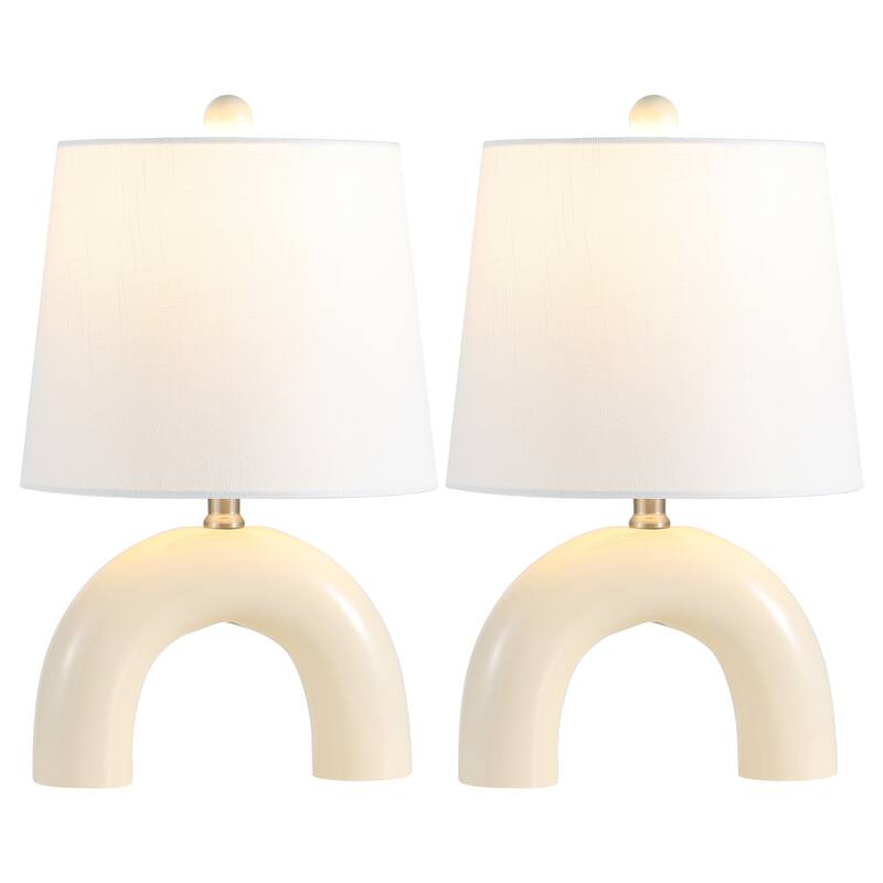 Zadie 17.75" Scandinavian Minimalist Ceramic Arch LED Table Lamp (Set of 2), by JONATHAN Y