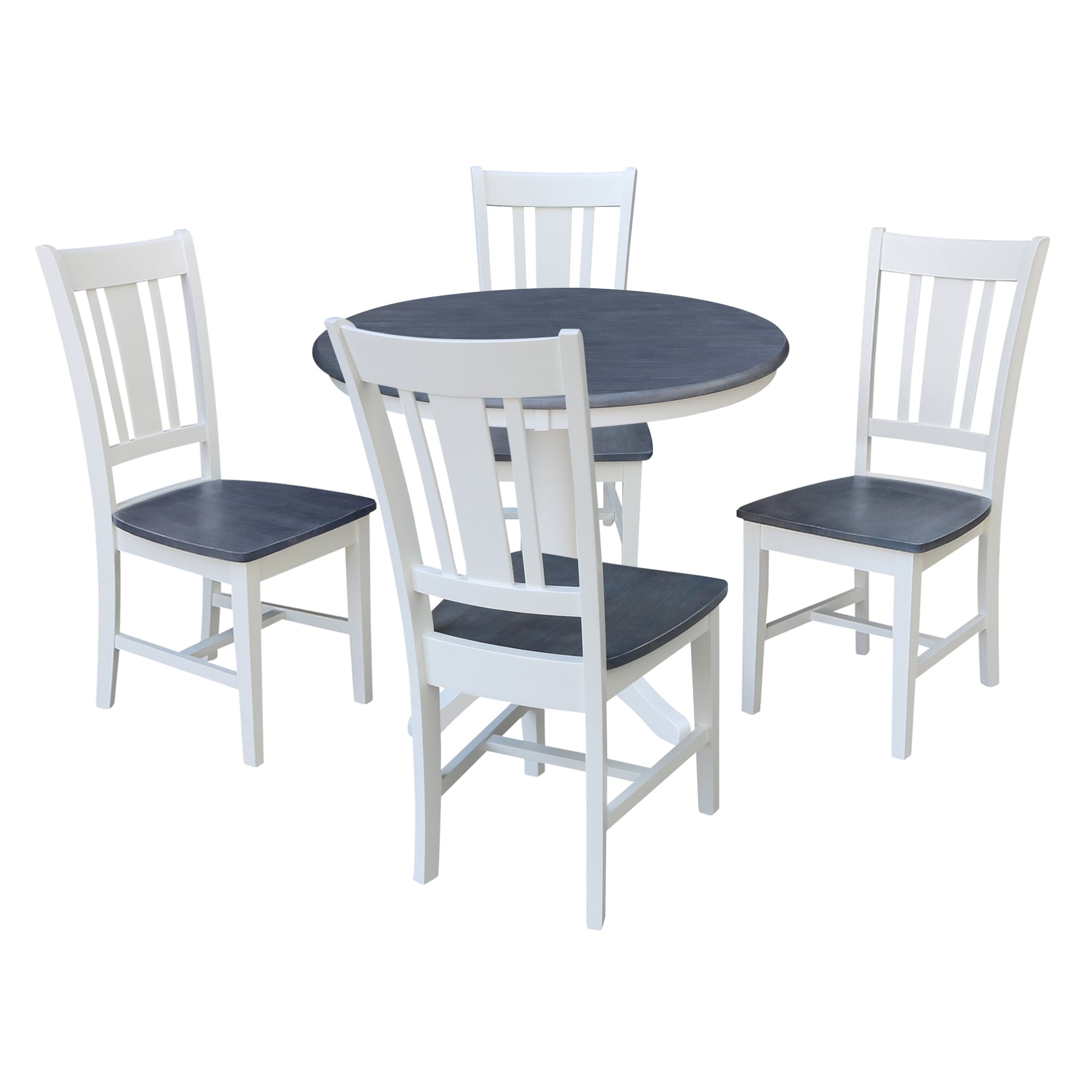 36 in Solid Wood Round Top Pedestal Dining Table with 4 Dining Chairs