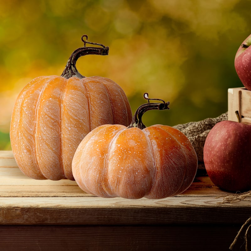 6" Waterproof Weathered Pumpkin Set of 2