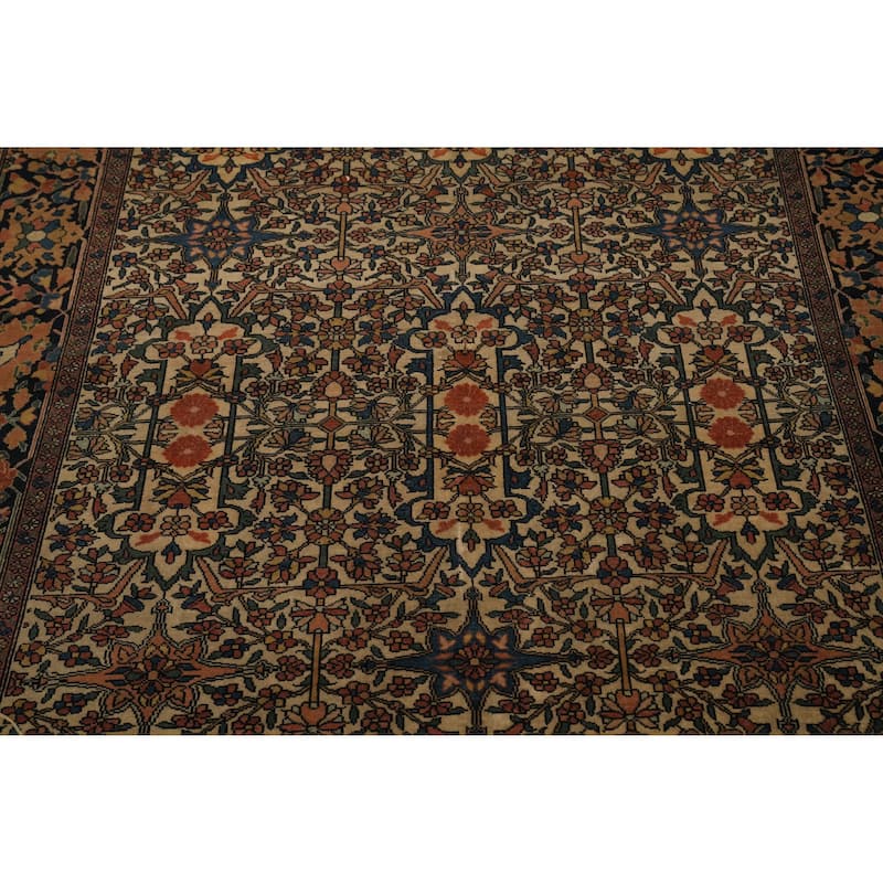 Hand Knotted Oriental 100% Wool Carpet Traditional All-Over Beige & Ivories Sarouk Area Rug - 6' 6'' X 4' 5''