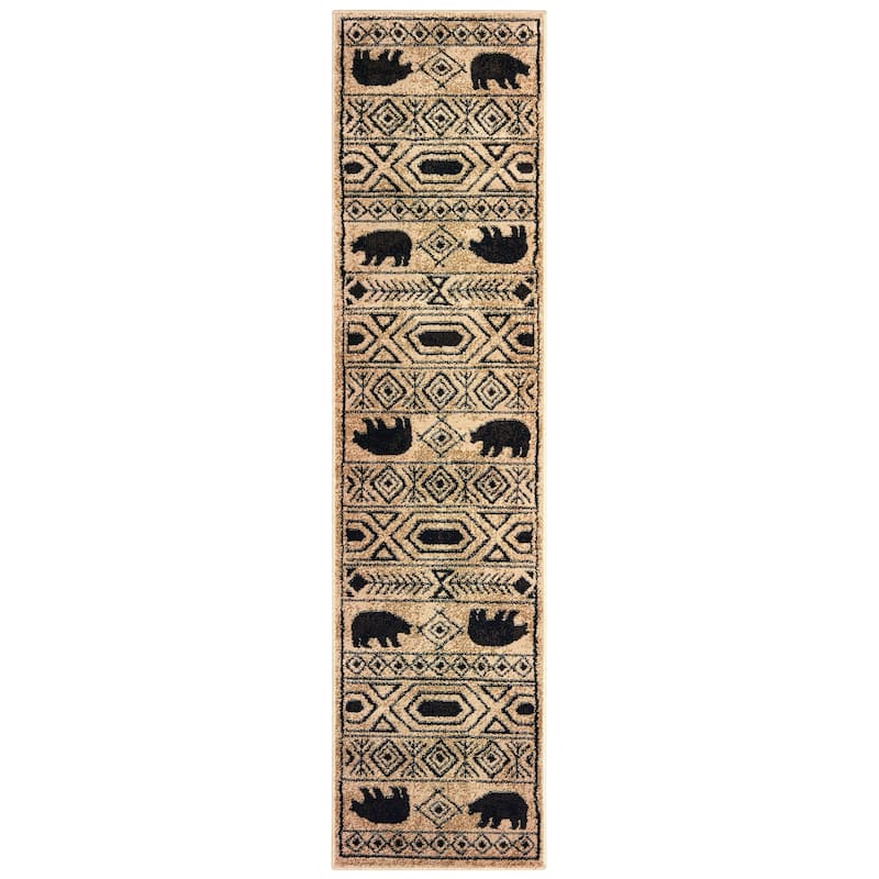 Style Haven Westley Primative Tribal Area Rug - 1'10" x 7'6" Runner - Cream/Black - Rectangle
