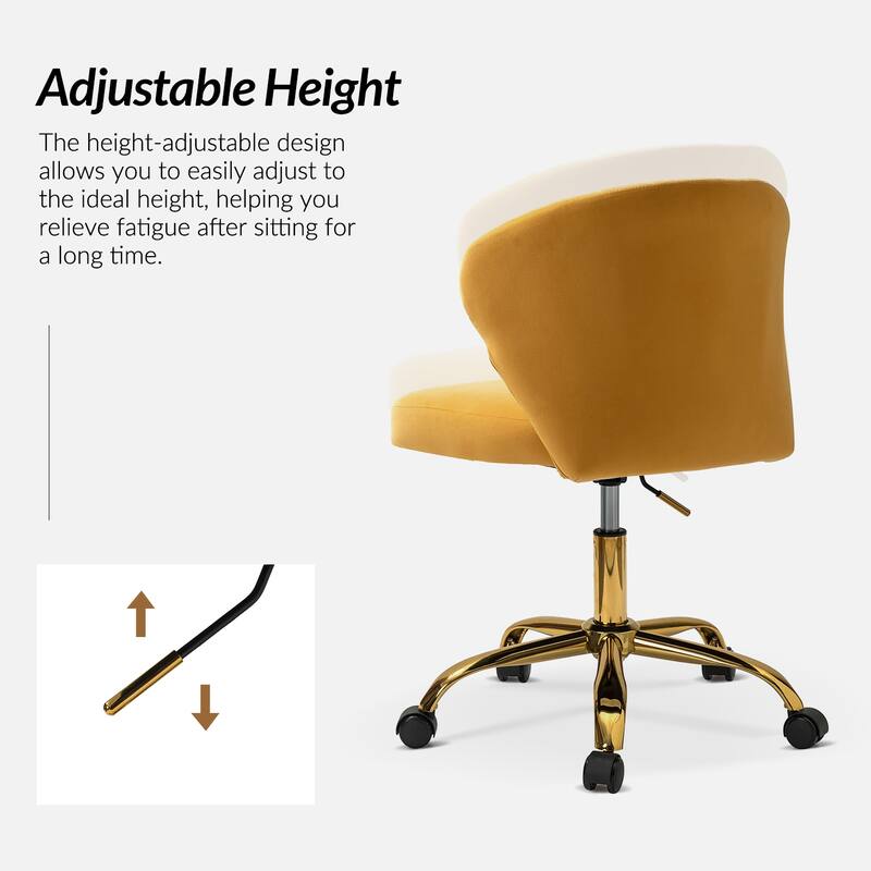 Ilia Modern Velvet Wingback 360 degree Ergonomic Office Task Chair with Channel Tufted Back by HULALA HOME