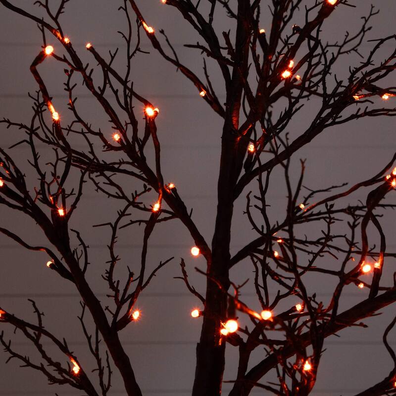 Pre-Lit Deluxe Twig Halloween Artificial Tree - 7' - Multicolor LED Lights