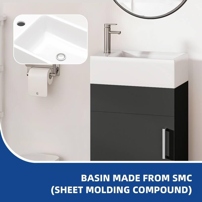 Moasis 15.7" Freestanding Single Bathroom Vanities Set with Cabinet Storage