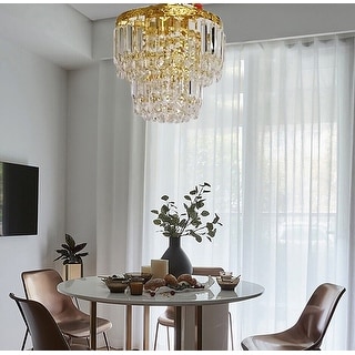 2-Tier Gold Crystal Chandelier Flush Mount Ceiling Light - Bed Bath ...