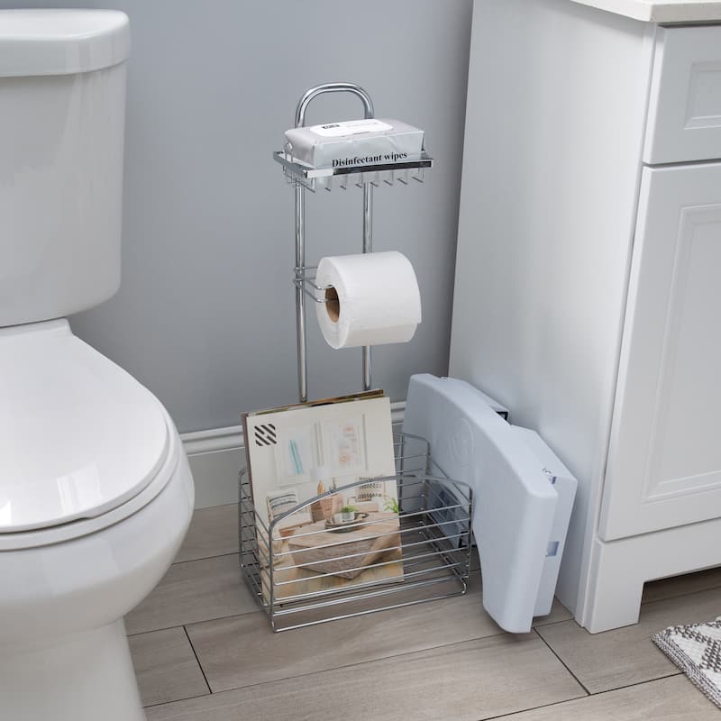 Bath Bliss Harbor Collection Adjustable Bathroom Organizer in Chrome - 11.75"x 5.75"x 29.8"