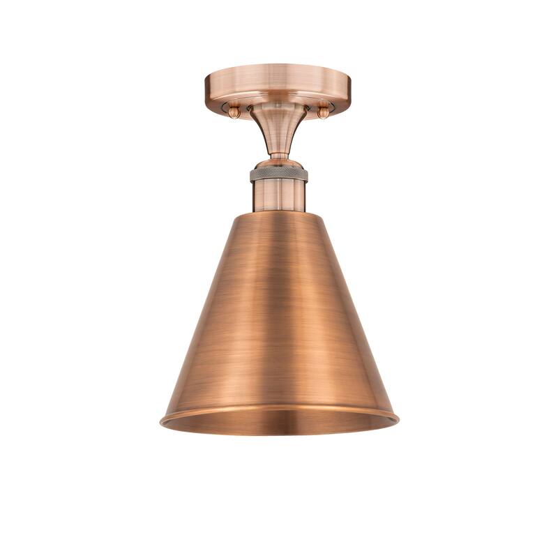 Innovations Lighting Ballston Cone - 1 Light 8" Semi-Flush Mount - Antique Copper