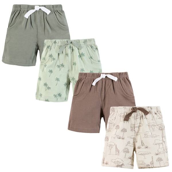 slide 1 of 1, Hudson Baby Infant Boy Shorts Bottoms 4-Pack, Safari Scene 0-3 Months - Safari Scene