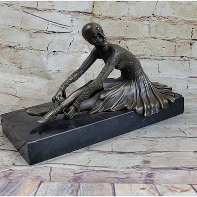 Signed Milo Art Lost Wax Sitting Dancer Bronze Sculpture Figure Statue Figurine