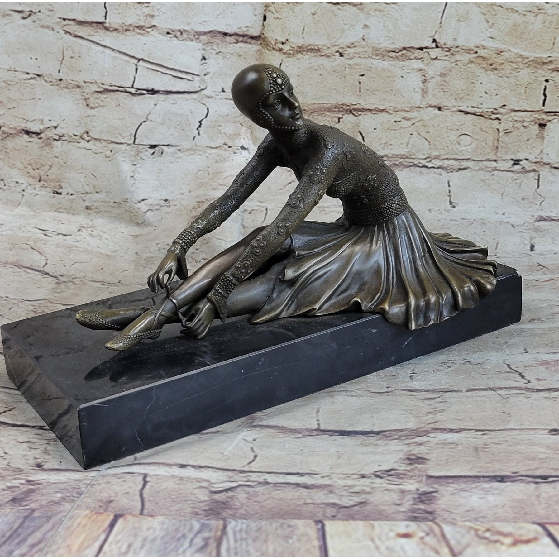 Signed Milo Art Lost Wax Sitting Dancer Bronze Sculpture Figure Statue Figurine