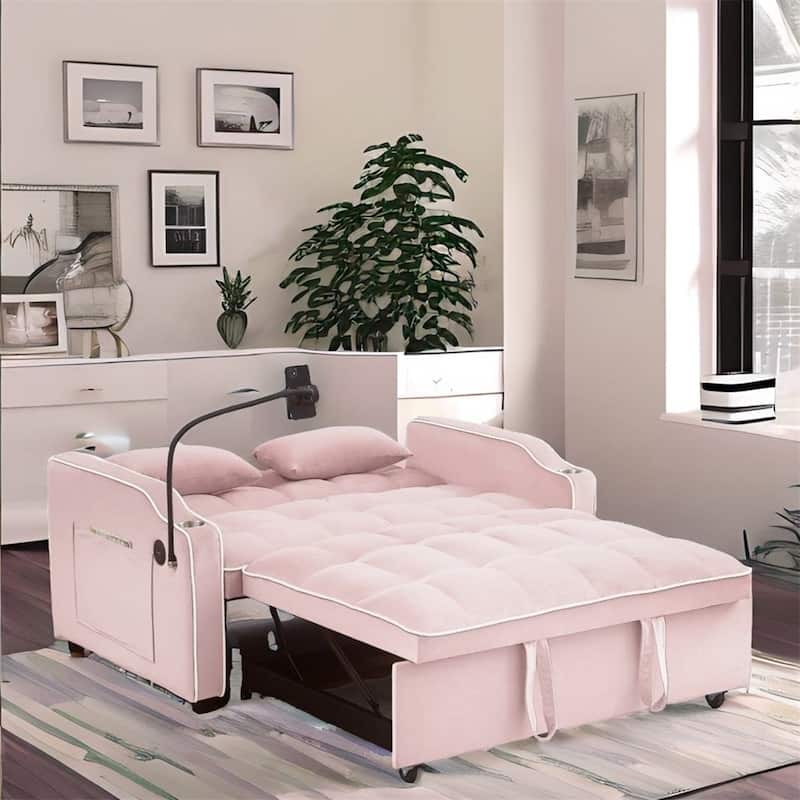 Versatile Foldable Sofa Bed in 3 Lengths,Adjustable Back w/ USB