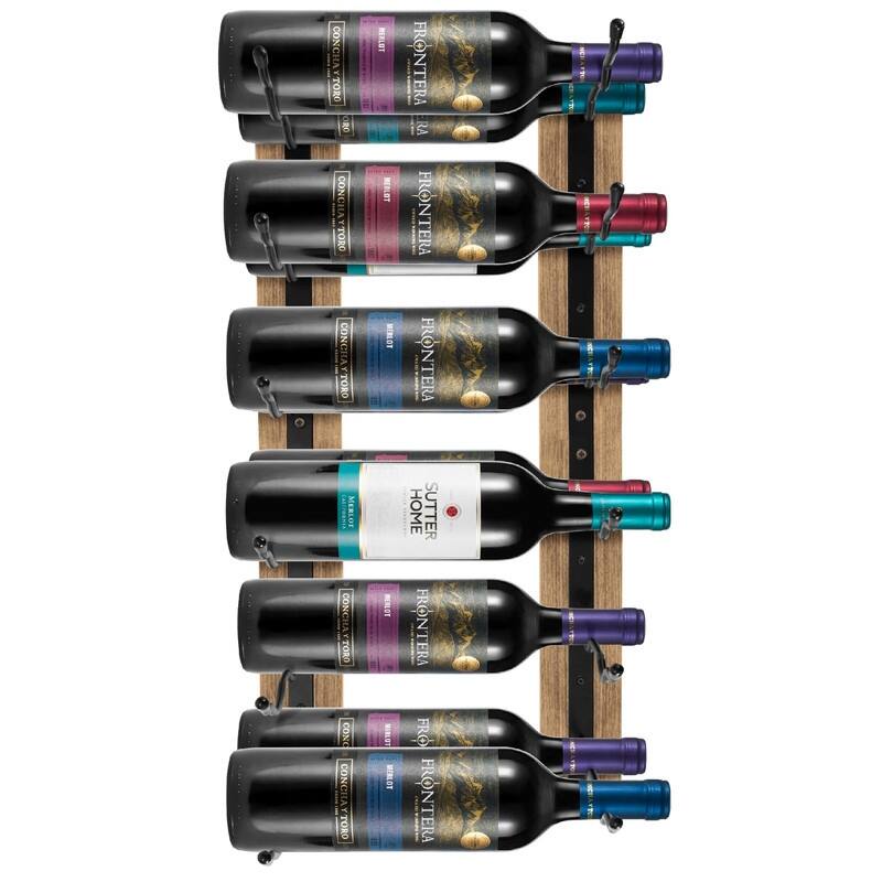 Wall Mounted Wine Rack - 8.25"D x 2.5"W x 12"H
