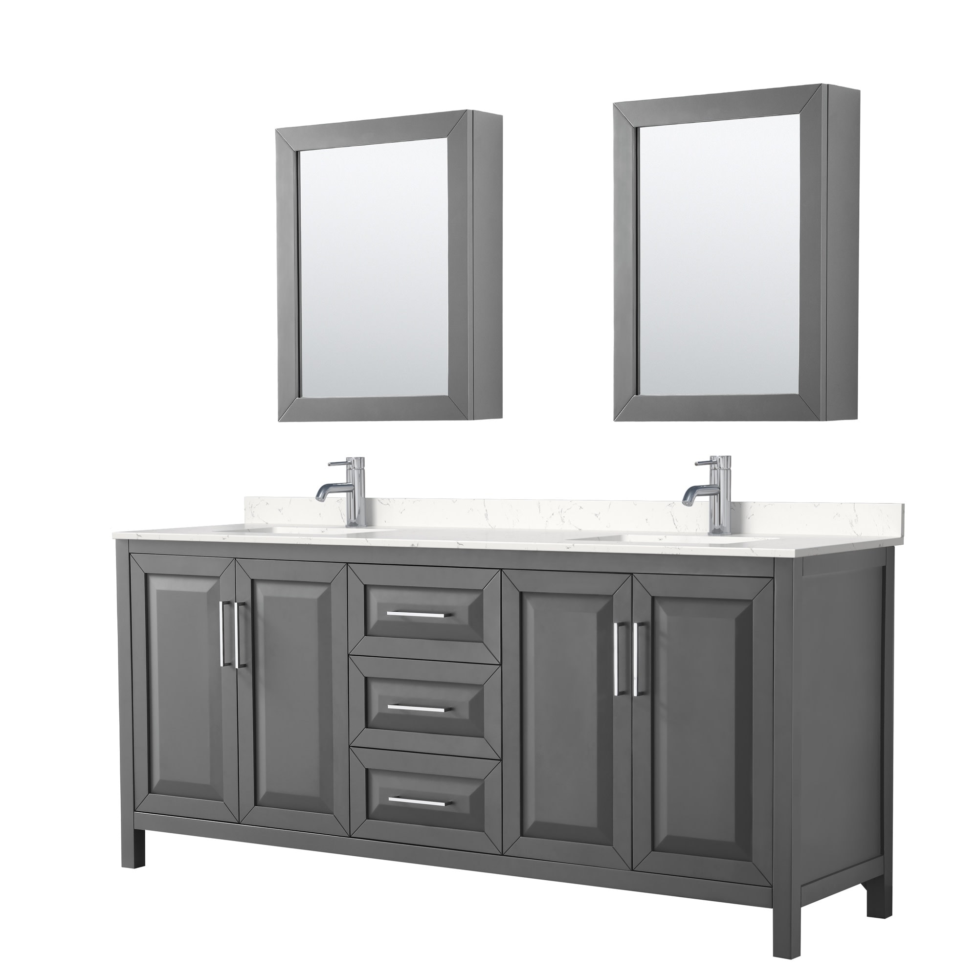 Wyndham Collection Daria 80" Free Standing Double Basin Vanity Set