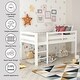preview thumbnail 3 of 5, White Twin Size Wood Low Loft Bed with Ladder and Fence for Kids, Boys and Girls
