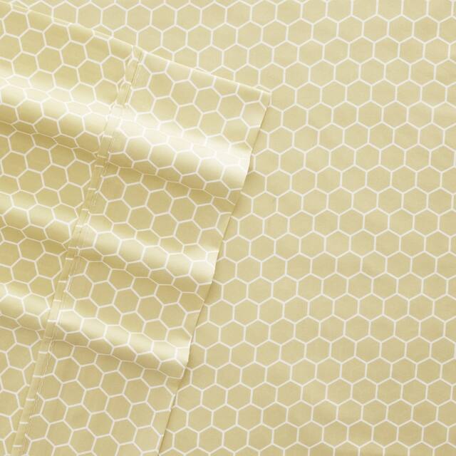 Becky Cameron Ultra Soft Printed 4-piece Deep Pocket Bed Sheet Set - King - honeycomb-yellow