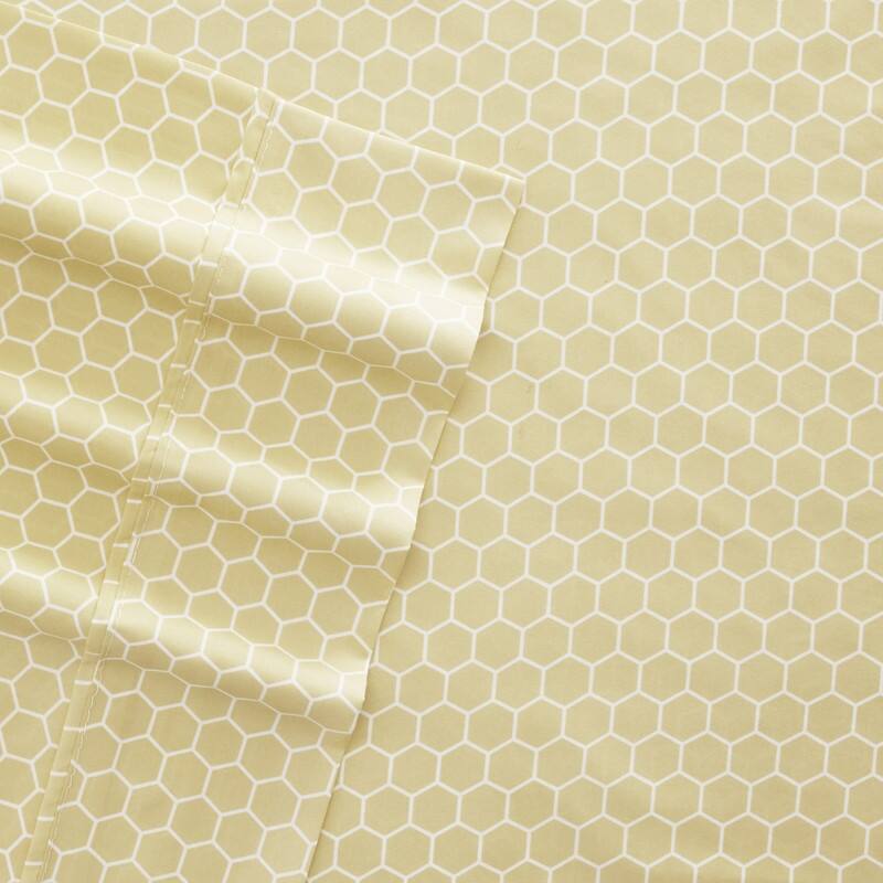 Becky Cameron Ultra Soft Printed 4-piece Deep Pocket Bed Sheet Set - Full - honeycomb-yellow
