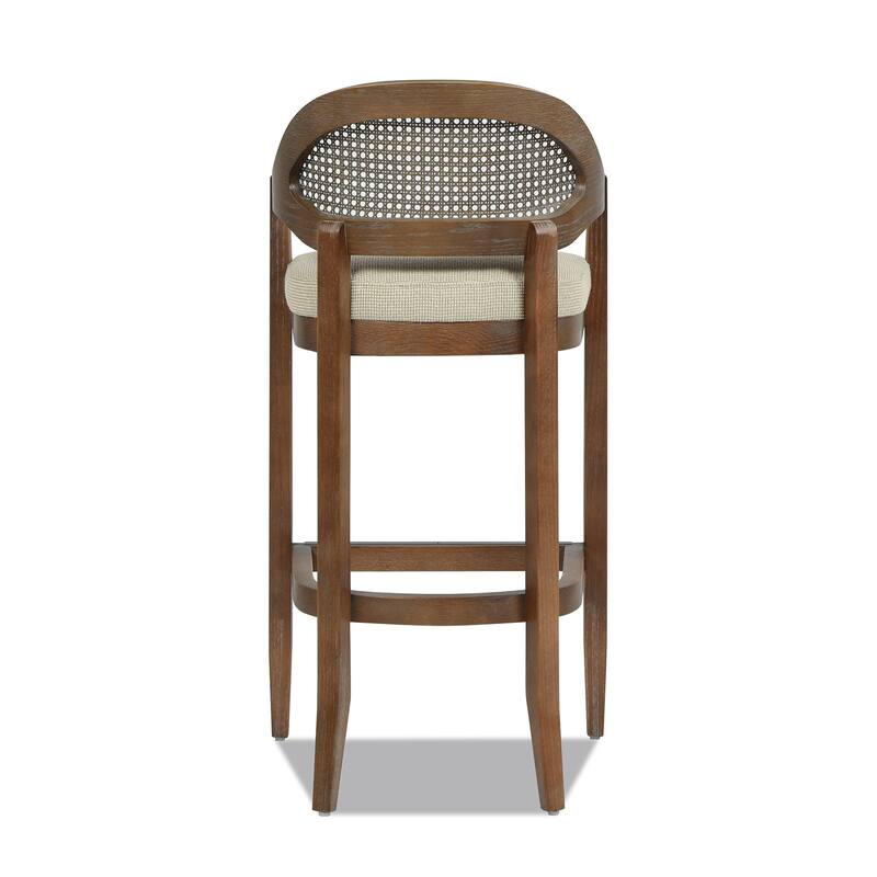 Americana Mid-Century Modern 30.5" Cane Back Bar Stool, Jet Black