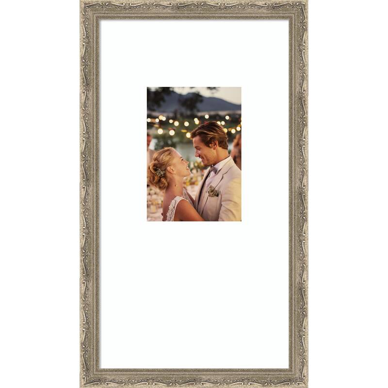 Mila Picture Frame, Photo Frame - 10x18 Matted White 5x7 - Mila Dark Silver